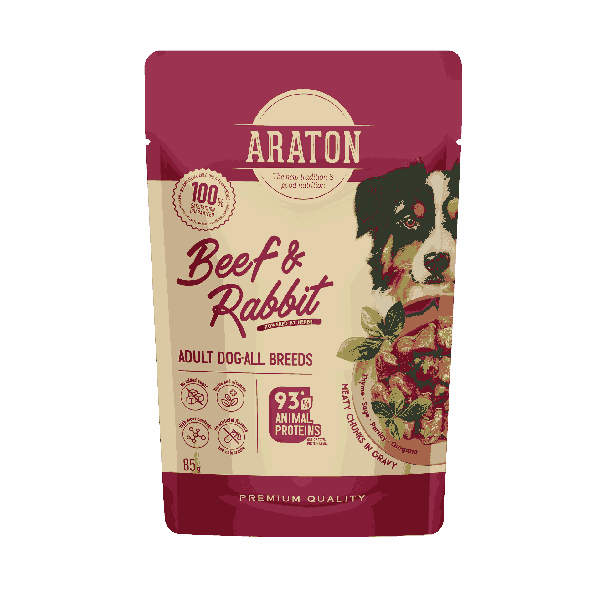 ARATON Adult Dog All Breeds with Beef and Rabbit wet pet food 85 g