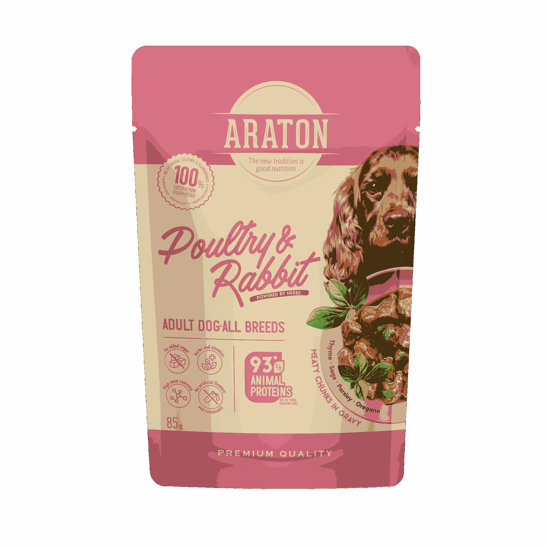 ARATON Adult Dog All Breeds with Poultry and Rabbit wet pet food 85 g