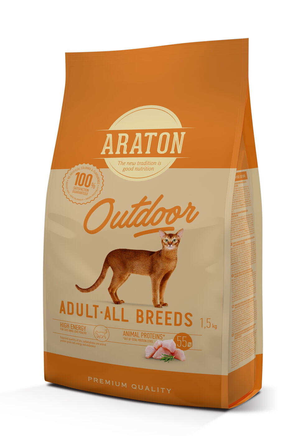 ARATON Cat Adult Active Outdoor with chicken and turkey 1.5 kg